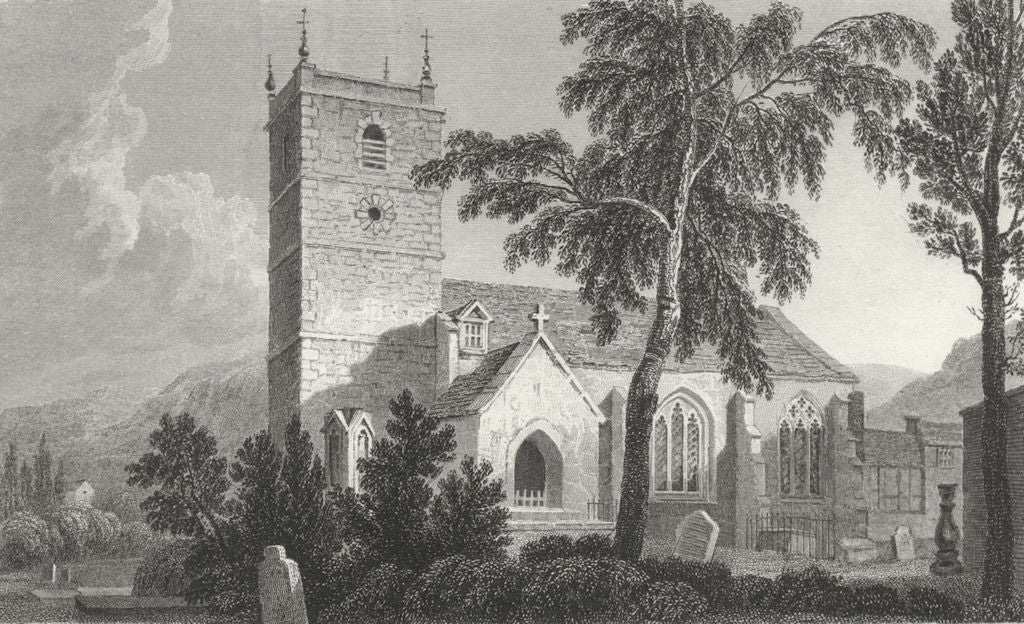 DENBIGHSHIRE. Llangollen Church. Denbigh. Gastineau c1831 old antique print